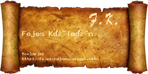 Fejes Kálmán névjegykártya